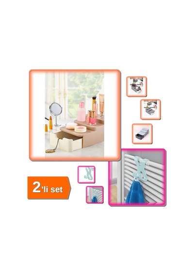 Compact Çekmeceli Ve Standlı Makyaj Organizeri + Havlupan Askısı - Estetik Ve Pratik - 2li Set U9j9b Belirtilmemiş