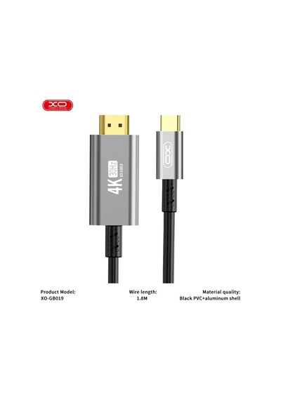 Xo Gb019 Type-c To Hdmı 4k Görüntü Aktarım Kablosu - 1.8 Metre Metal Kasa