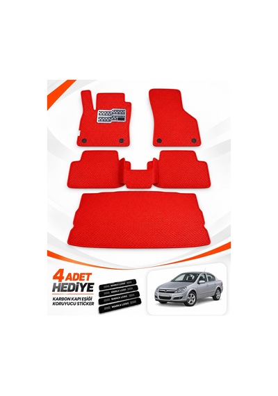 Opel Astra H Sedan 2004-2013 Uyumlu Eva Oto Paspas Bagaj Paspası Dahil Kırmızı
