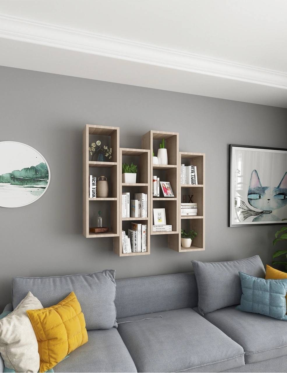 Kitaplık Mobilya Duvar Rafı Salon 4 Lü Takım Cordoba Cordoba