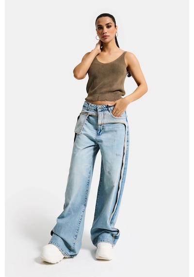 it's basic Kadın T.kot Rengi 12s6-32 Süper Baggy Fit Özel Tasarım Denim Jean