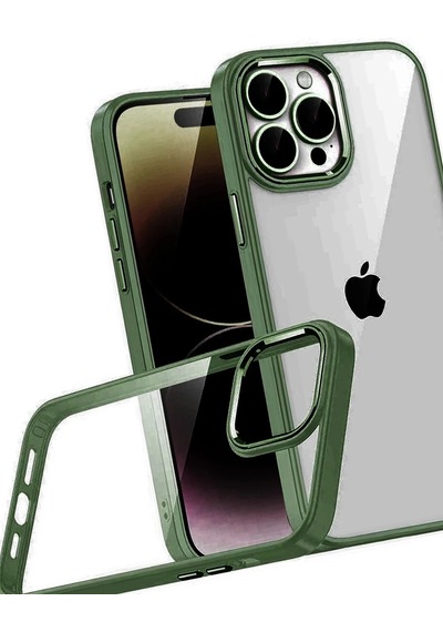 Mey İthalat iPhone Uyumlu 15 Pro Max Lensli Silikon - Yeşil