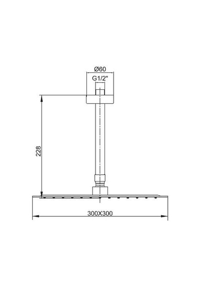 Ar Ark İnce Kare Tepe Duş Başlığı Tavandan Borulu 300x300 Mm 102145059 Krom