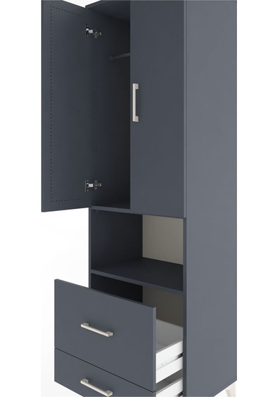 Hyperion Dolap 2 Raflı 2 Çekmeceli Tek Askılı 60x44x195 Antrasit-antrasit Antrasit