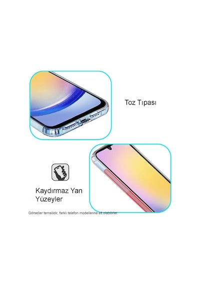Samsung Galaxy Uyumlu S24 Kapak Kamera Korumalı Tıpalı Şeffaf Silikon Kılıf