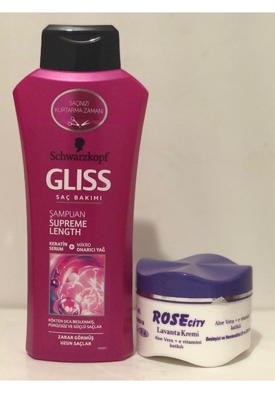 Gliss Supreme Lenght 525ml Şampuan Alana Rose City 275ml Aloe Vera Lavanta Krem Hediye