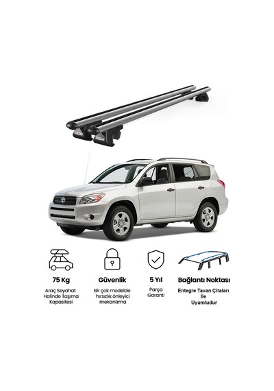 Venüs Toyota Rav4 2006-2012 Uyumlu Gri Ara Atkı Port Bagaj Tavan Barı