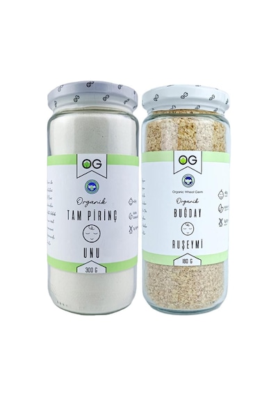 OG natural Organik Tam Pirinç Unu Ve Organik Buğday Ruşeymi Seti 1 G