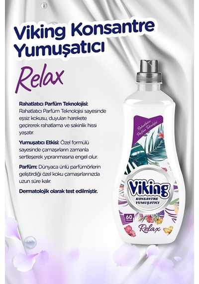 Viking Konsantre Çamaşır Yumuşatıcısı Relax 1440 Ml 6 Adet 3'lü Set