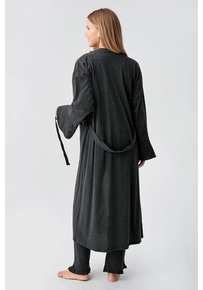 Artış Collection Artış 23112 Lohusa Pijama Takımı Antrasit Gri