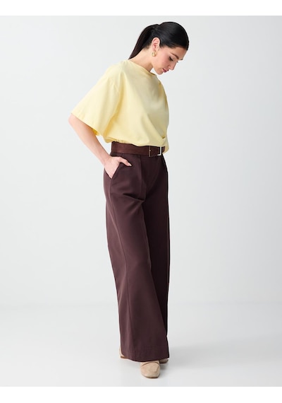Jimmy Key Acı Kahve Rahat Kesim Normal Bel Dokuma Gabardin Pantolon 6sw185600803 Acı Kahverengi