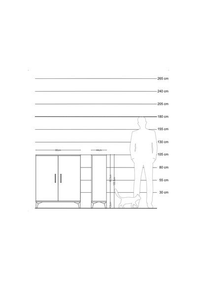 Hyperion Komodin 2 Raflı 2 Kapaklı 60x44x106 Çam-çam Çam
