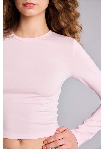 Defacto Fıtted Bisiklet Yaka Uzun Kollu Tişört D0199ax26sppn74 Pembe-pn74