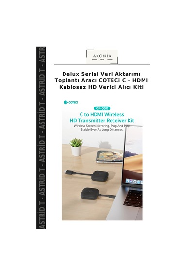 Delux Serisi Veri Aktarımı Toplantı Aracı Coteci C - Hdmı Kablosuz Hd Verici Alıcı Kiti