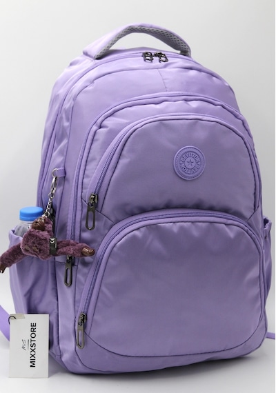 Büyük Boy Lila Renk Unisex Özel Saten Su İtici Kumaş Okul Çantas