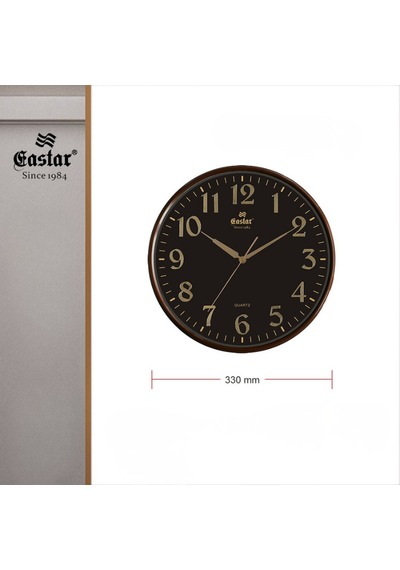 Eastar A3083 3d Kabartma Rakamlı İnce Kasa Sessiz Duvar Saati 33 Cm Siyah