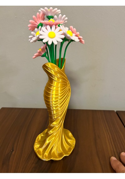 Vazo Dekoratif 3d Açık Altın
