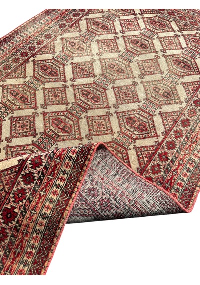 El Dokuma Eskitme Vintage İran Halısı 94x177 Kiremit Krem Yün Kiremit