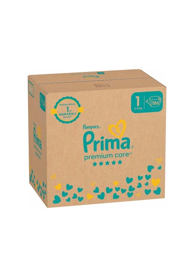 Prima Bebek Bezi Premium Care 1 Numara 186 Adet Yenidoğan