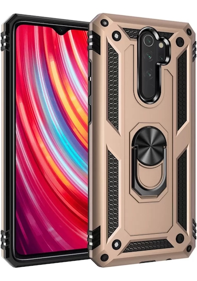 Newface Xiaomi Redmi Note 8 Pro Kılıf Sofya Yüzüklü Silikon Kapak - Gold Altın