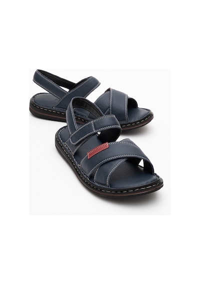 Dericlub Erkek Çapraz Bantlı Sandalet Gerçek Deri Dc 1216 Lacivert