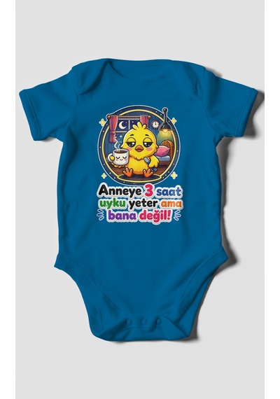 Morivokids Anneye Özel Kısa Kollu Bebek Body %100 Pamuk Zbn245-kk Koyu Mavi