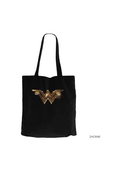 Wonder Woman Gold Siyah Kanvas Bez Çanta Siyah