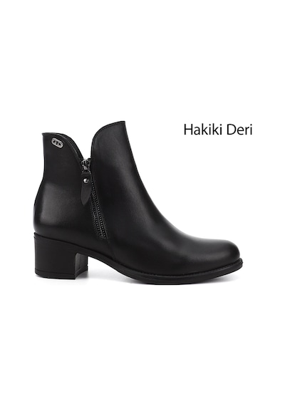 Gönderi(R) Gönderi R Siyah Çift Fermuarlı Kalın Topuklu Hakiki Deri Bot Siyah