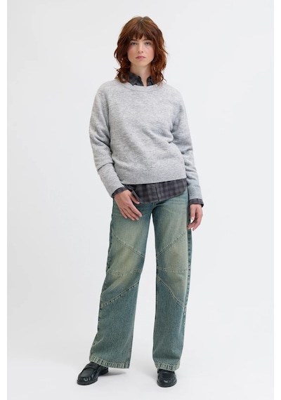 Jack & Jones Jxevi Crew Neck Knit Kadın Kazak Gri