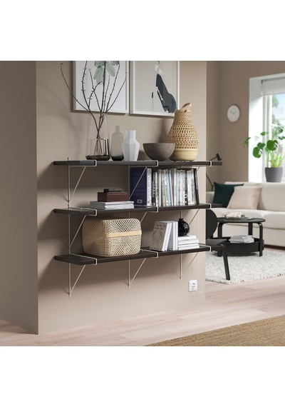 Ikea Bergshult/pershult Duvar Rafı Kombinasyonu 120x30 Cm Kahverengi - Beyaz