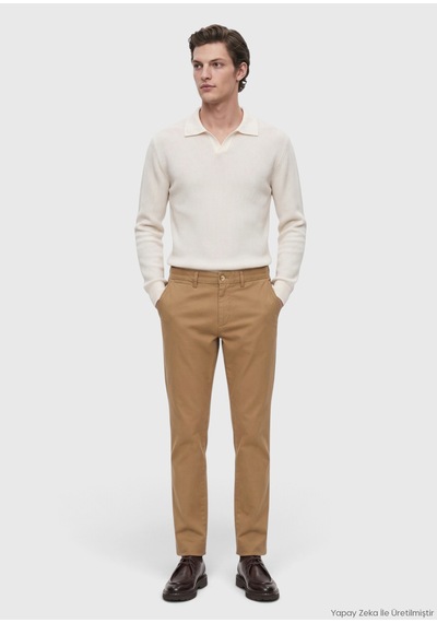 Ramsey Tarçın Düz Dokuma Regular Fit Casual Yün Karışımlı Pantolon