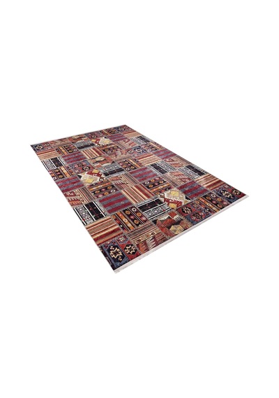 140x200 Cm Hangzhou Bordo Patchwork Yün El Dokuma Modern Geometrik Etnik Eskitme Desenli Boho Oturma Odası Salon Yollu Genel