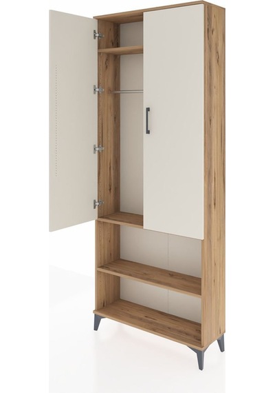 Arges Dolap 3 Raflı 2 Kapaklı Tek Askılı 88x30x221 Çam-aytaşı Atlas Çam