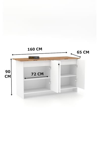 Ae-2080 Patentli Ayder Mutfak Adası Beyaz/çam Raflı, Çok Amaçlı