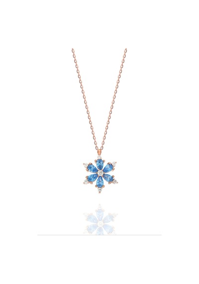 Çekirdekjewelry 925 Ayar Gümüş Kamelya Çiçeği Kolye Pembe