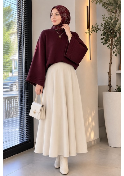 Unika Boutique Kadın Yarasa Kol Oversize Triko Kazak kahverengi