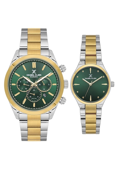 Daniel Klein 8682308439880 Yeşil Special Edition Çelik Kordonlu Sevgili Çift Kol Saatleri Gold - Gümüş