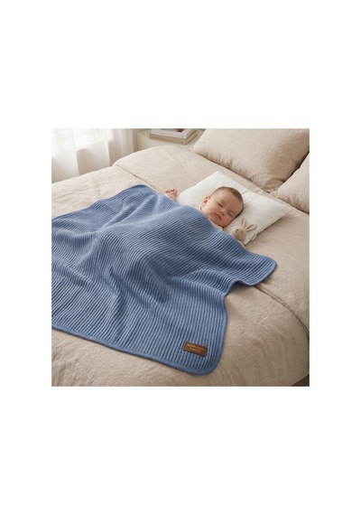 Mini Cayzen Kışlık Fitilli Bebek Battaniyesi 85x95 Cm Mavi Mavi