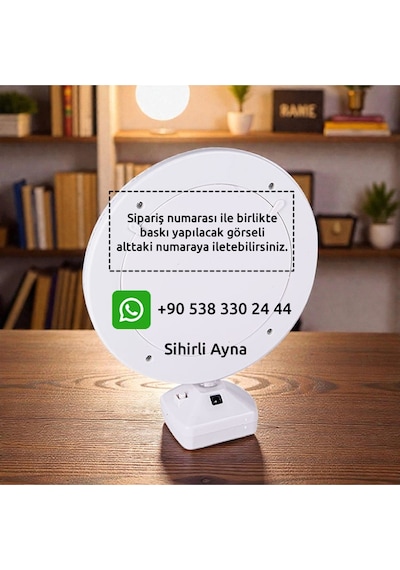Kristal Yuvarlak Sihirli Ayna Led Işıklı Fotoğraflı Dekor