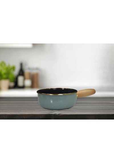 Soft Green Emaye Ahşap Kulplu Mini Tava 12v
