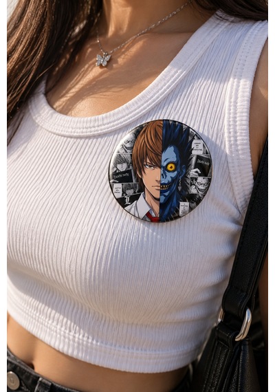 Death Note 58mm 4'lü Rozet Seti 2 Light Yagami L Ryuk Anime Çanta Mont Ceket Rozeti Çok Renkli