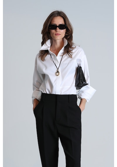 Lufian Ottava Kadın Gömlek Regular Fit Beyaz Beyaz 122010008100500 Beyaz