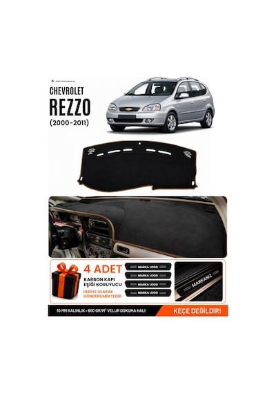 Chevrolet Rezzo 2000-2011 Uyumlu Torpido Örtüsü, Torpido Kılıfı - Siyah Kahverengi