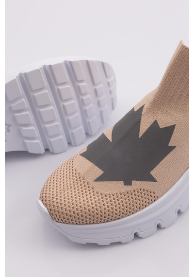 Dgn 070 Kadin Yazili Sneaker 070-2252-R0152 Bej