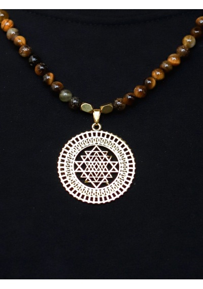 Doğal Taş Sitrin Kaplangözü Doğal Taşlı Sri Yantra Kadın Kolye Bolluk Ve Güç Euk55skgsy Kahverengi