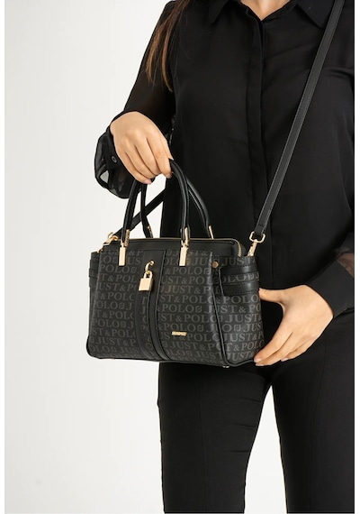Just Polo Kadın Siyah Monogram El Ve Omuz Çantası Yeni Sezon 2201mh 46669619