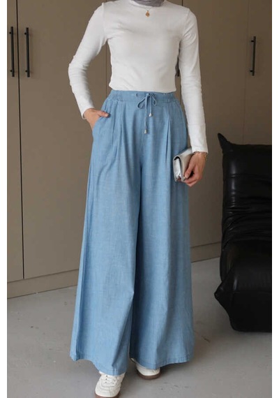 Neways 1167-denim Bol Paça Pantolon Mavi Mavi
