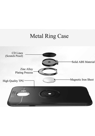 Samsung Uyumlu Galaxy J4 Kılıf Yüzüklü Magnetli Ravel Case