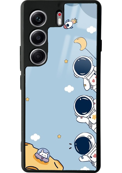 Tecno Camon 40 Pro Uyumlu Mini Astronot Tasarımlı Glossy Telefon Kılıfı Çok Renkli
