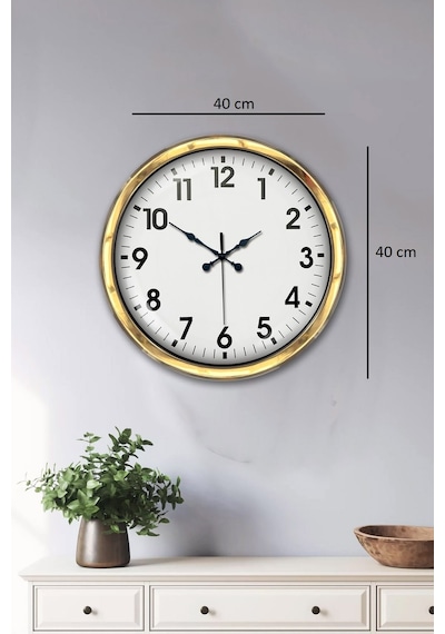 40 Cm Metal Gold Standart Duvar Saati Modern Ve Dekoratif Tasarım